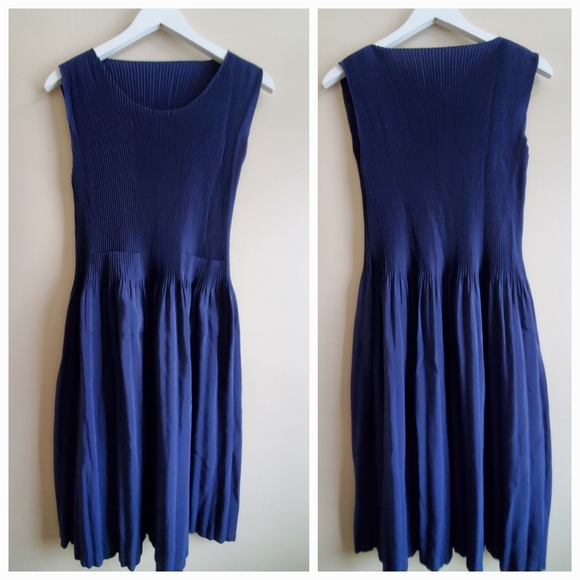 One size fits all easy wear vintage dress blue sleeveless ver - Picture 1 of 5